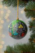 Kerstbal blauw/groen gestipt