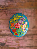 Handbeschilderd doosje - blauw/bloem