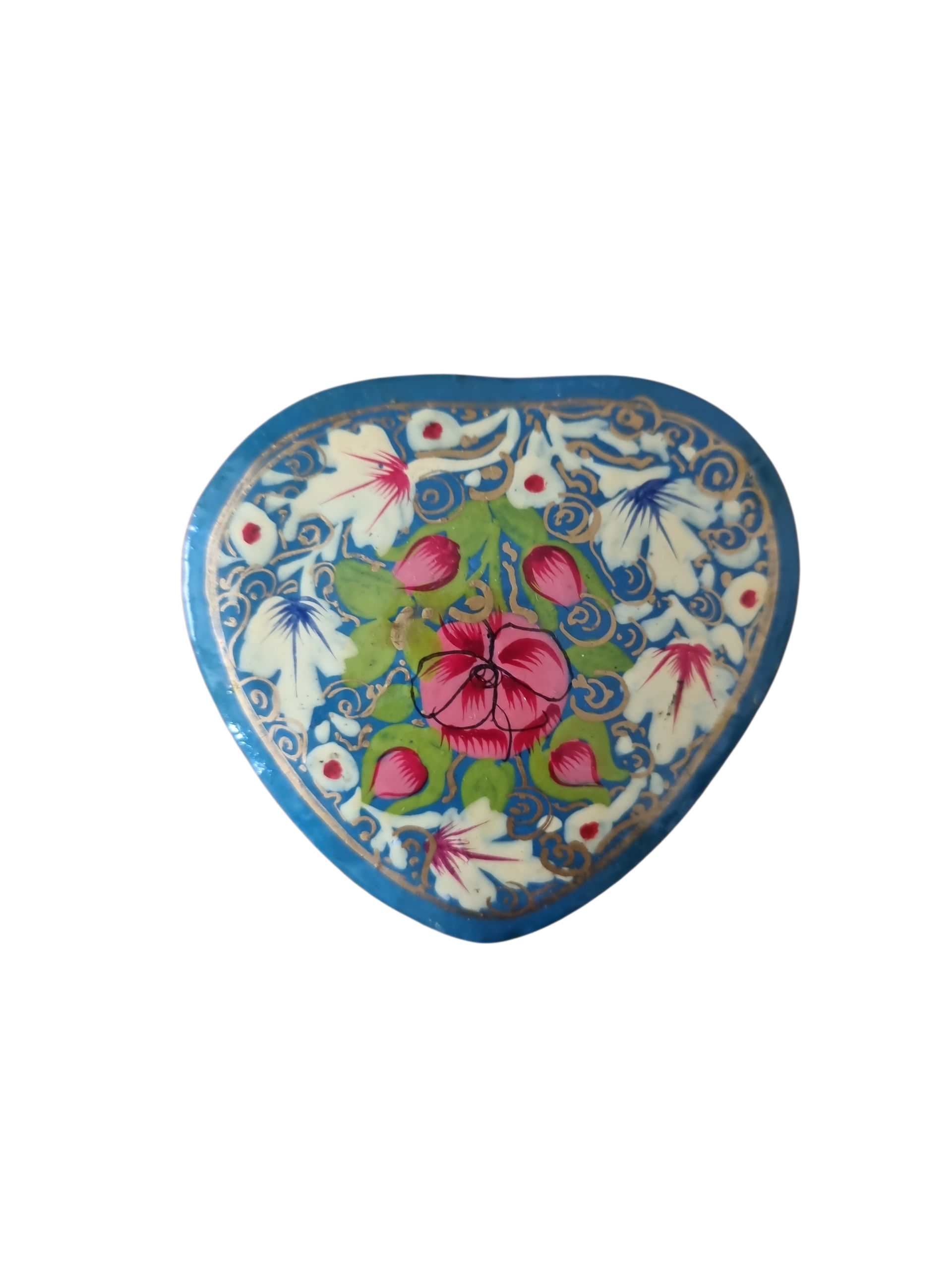 Handbeschilderd doosje - hart/blauw