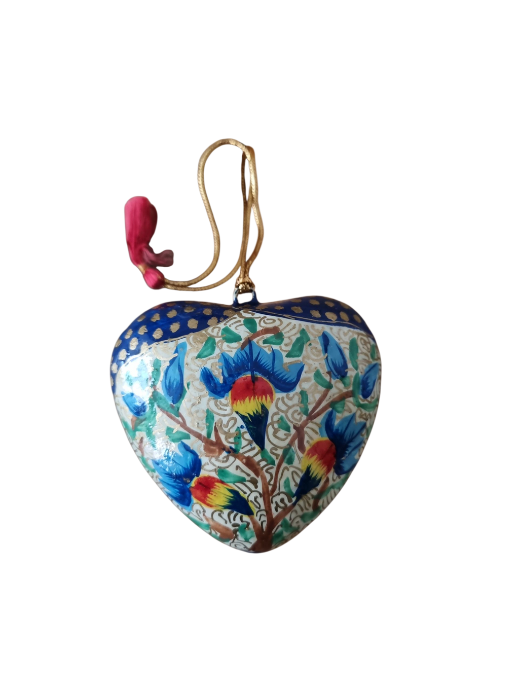 Hart papier-maché roze/blauw
