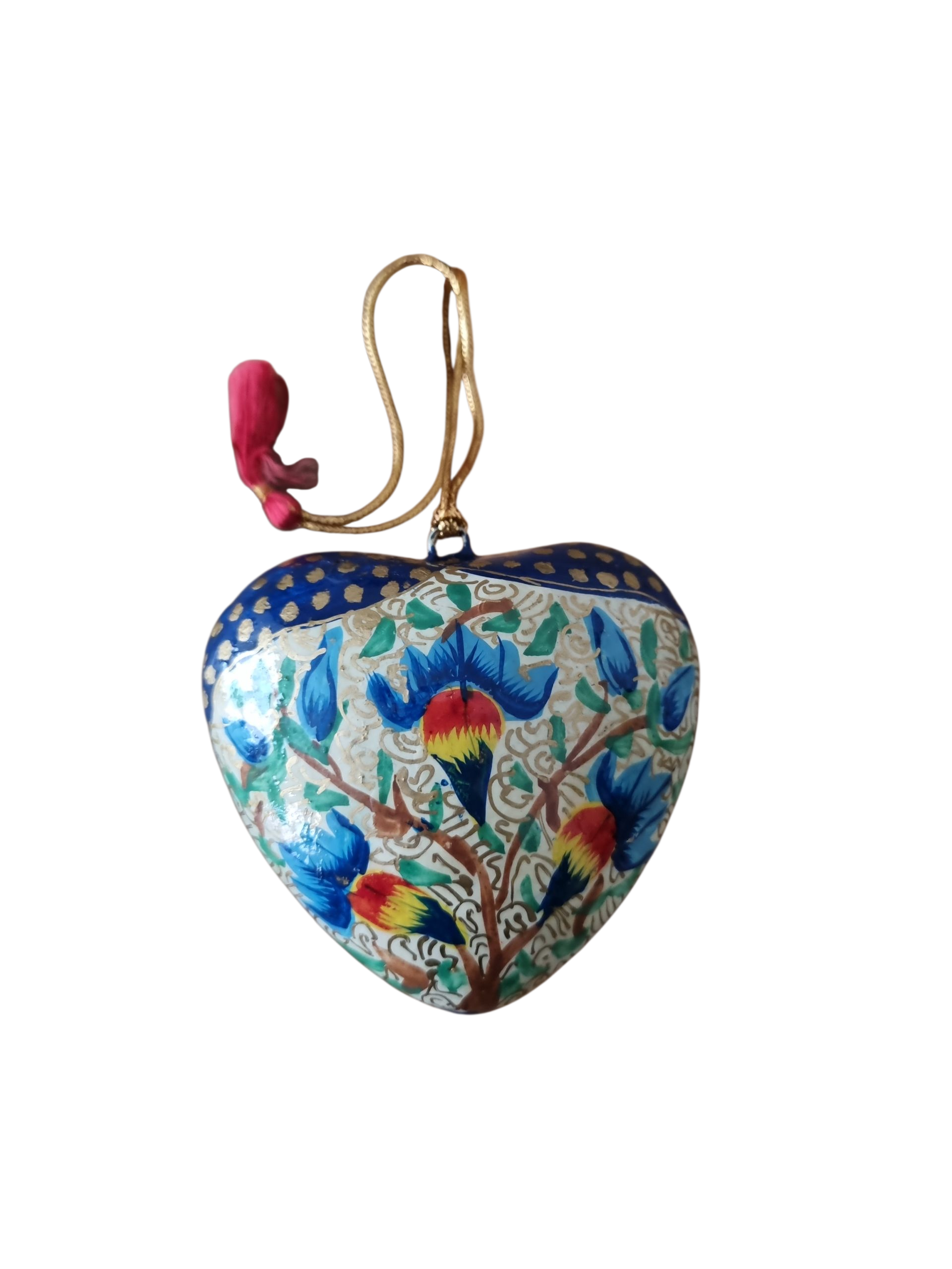 Hart papier-maché roze/blauw