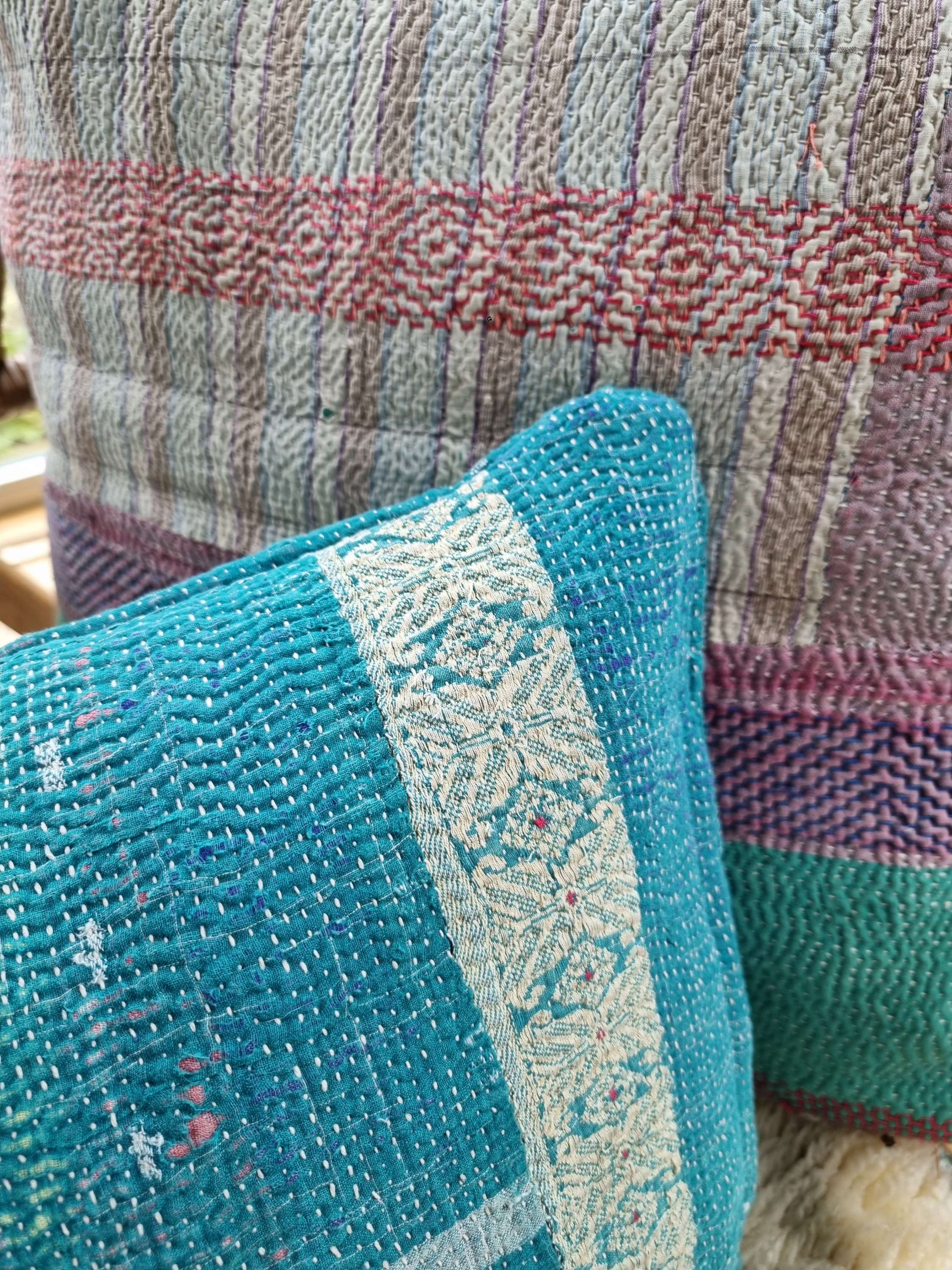 Vintage kantha kussenhoes